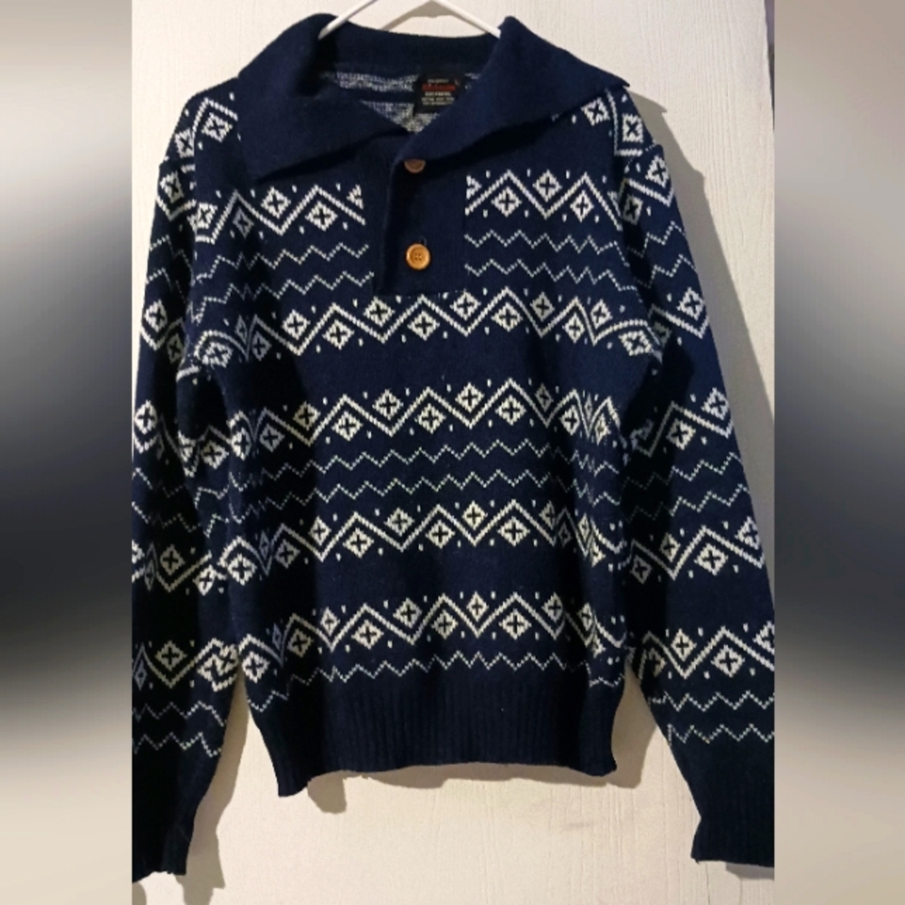 RICHMAN BROTHERS ACRYLIC VINTAGE Sweater LARGE‎ Dark Blue